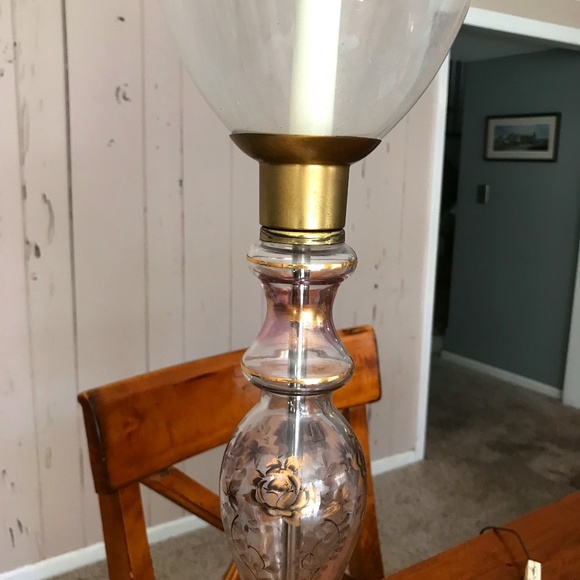 Vintage glass candlestick lamp